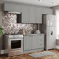 Cozinha Completa 4 Peças 100% MDF Americana Cinza