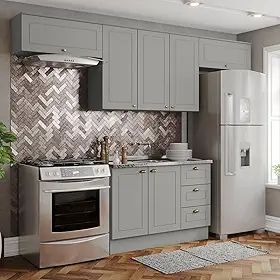 Cozinha Completa 4 Peças 100% MDF Americana Cinza