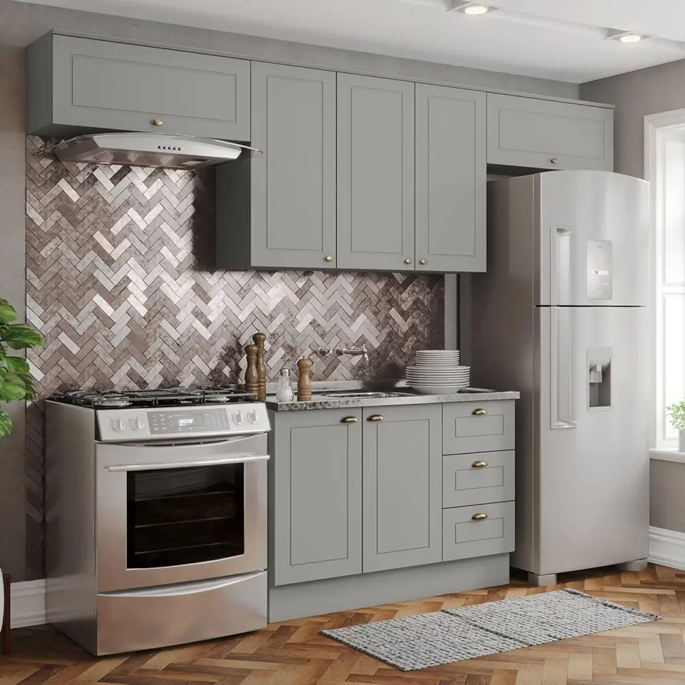 Cozinha Completa 4 Peças 100% MDF Americana Cinza