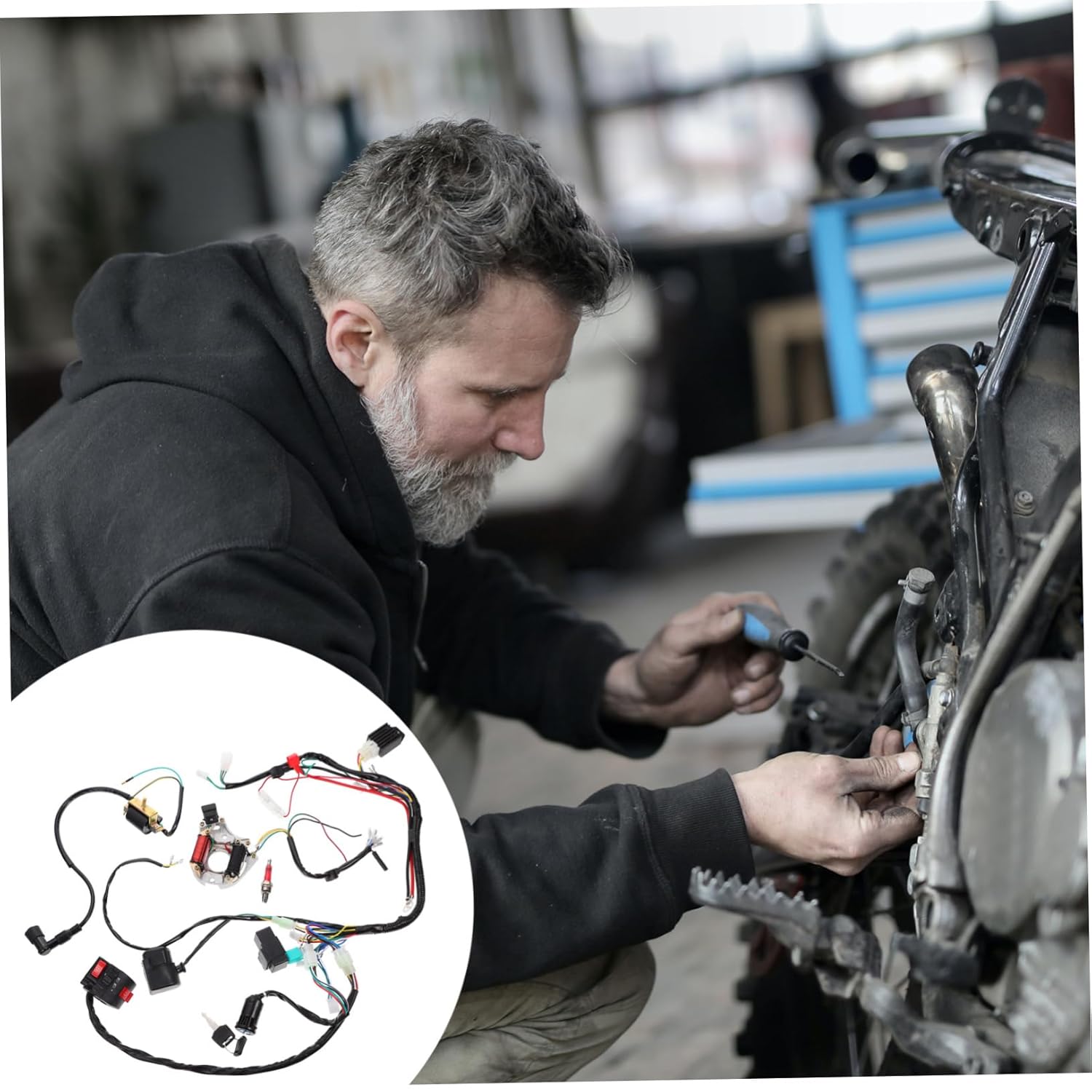 ATV Wiring Harness Assembly Set Durable Motorcycle Replacement Parts for Easy Installation Enhanced Ignition Energy Suitable for Models