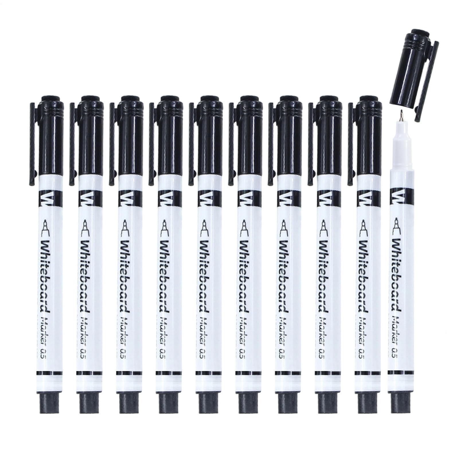 Dry Erase Marker | 10 Pieces School Pen with Eraser,0.5mm Fine Tip Marker Set | for Teacher Classroom Whiteboard Calendar School Preschool Kindergarten Drawing