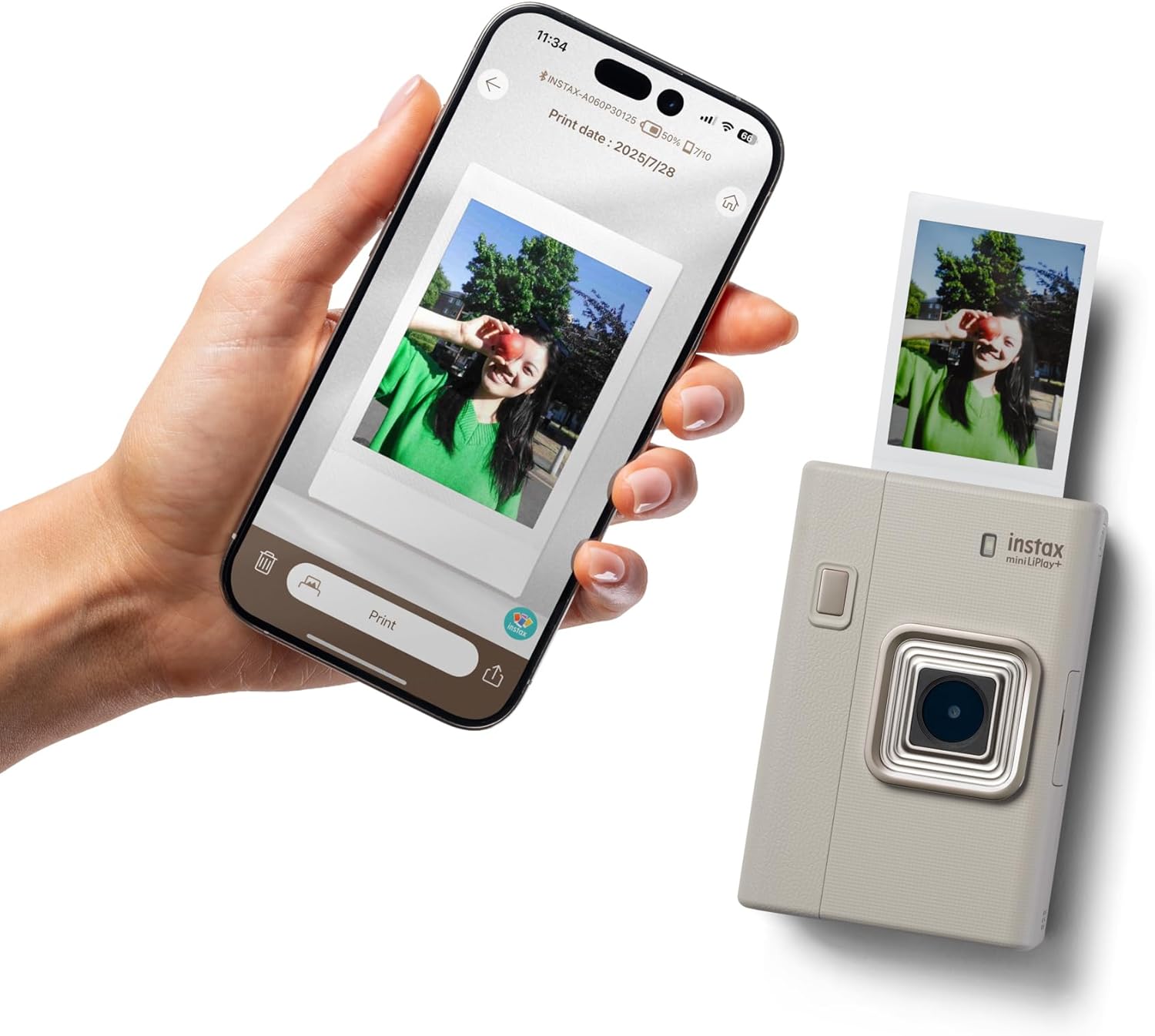 instax mini LiPlay+ Sand Beige, Hybrid Instant Camera