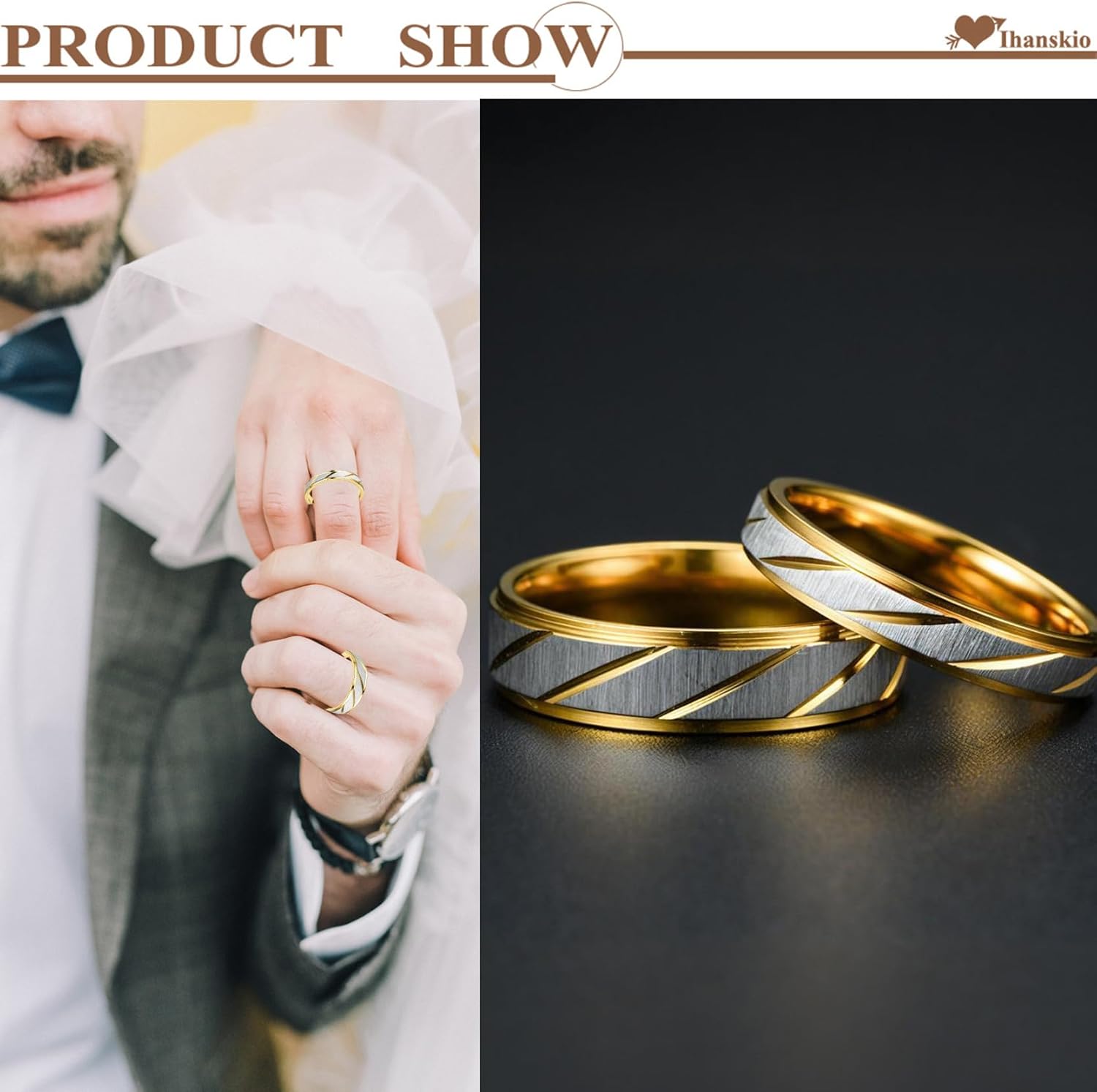 Personalized Ring for Couple Double Color Stripe Pattern Rings Inside Can Engraved Custom Promise Wedding Engagement Rings Titanium Steel 6MM 4MM 6-13#