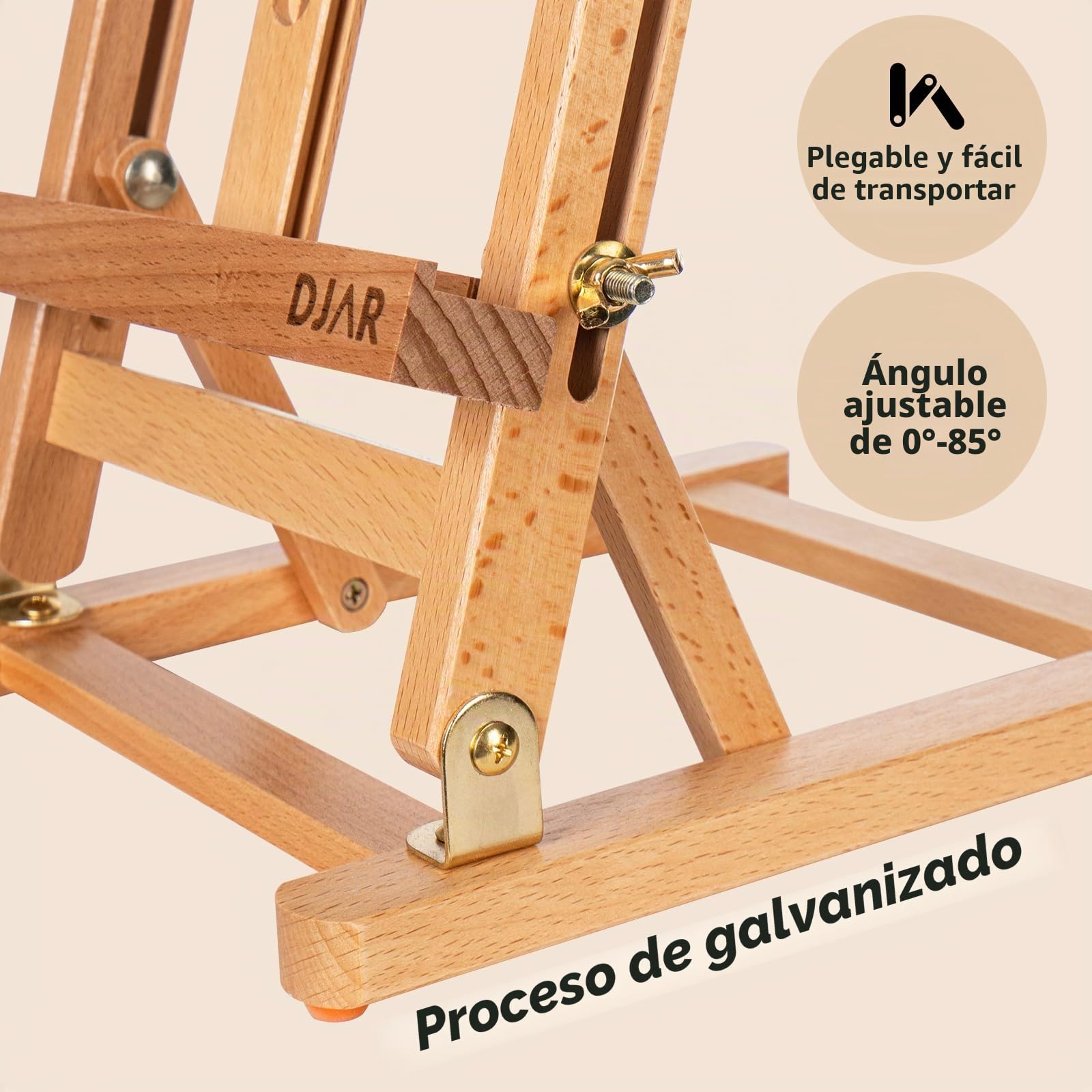 25" Mini H-Frame Caballete de Arte, Ajustable de madera de haya caballete de sobremesa de madera para la pintura, la pintura portátil de visualización de dibujo de pie para adultos, natural