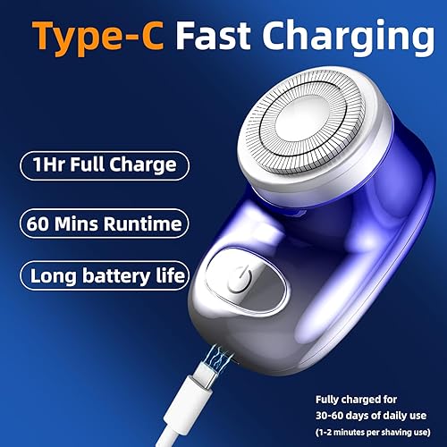 Miniatura 5 de Mini afeitadora eléctrica, afeitadora eléctrica de tamaño de bolsillo para hombres y mujeres, recargable, fácil de usar con un botón, portátil,