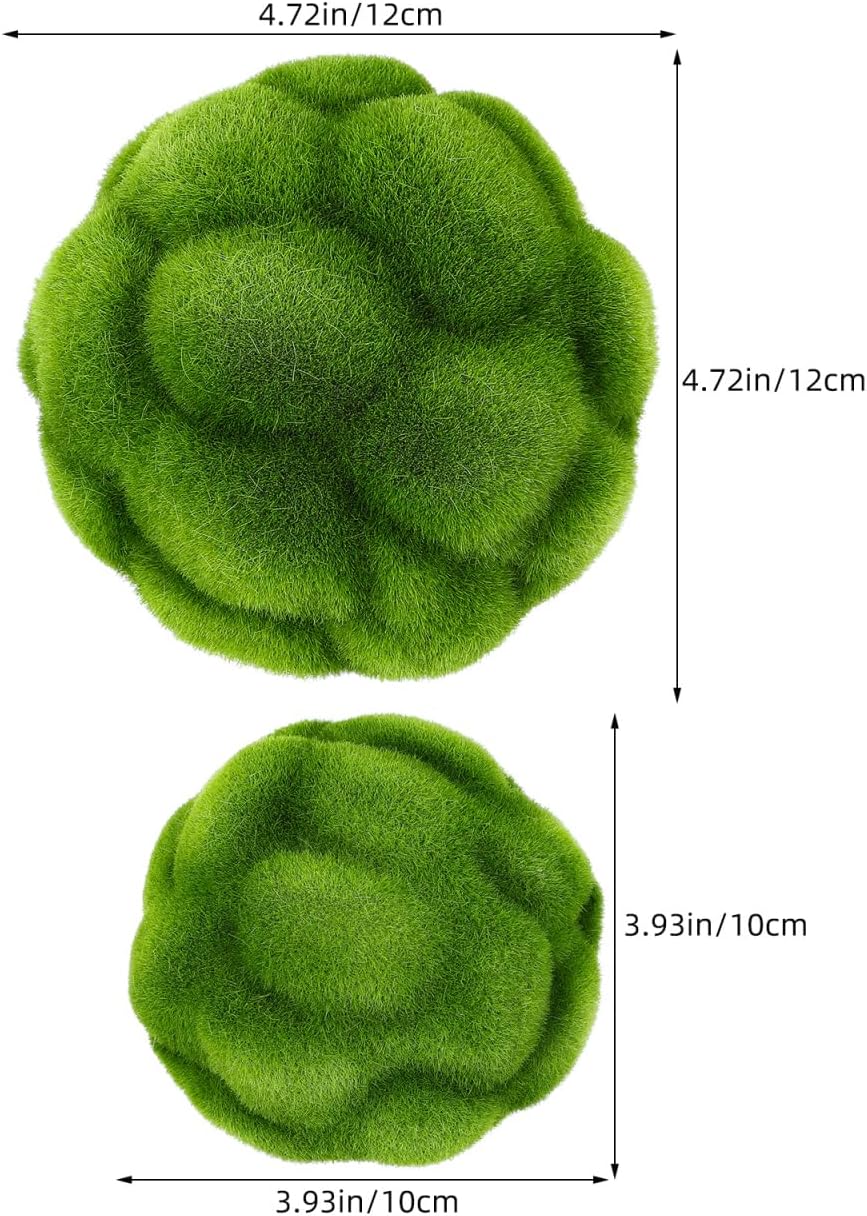 BESTOYARD Simulated Mossy Ball 4.72 Inch Artificial Plant Decorative Topiary Ornament for Home Wedding Party Garden D Cor