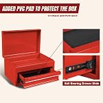 Torin APBT701RB 10" Mini Portable Steel Tool Box with drawer,Small Metal Tool Chest for Home,Garage or Workbench,Red