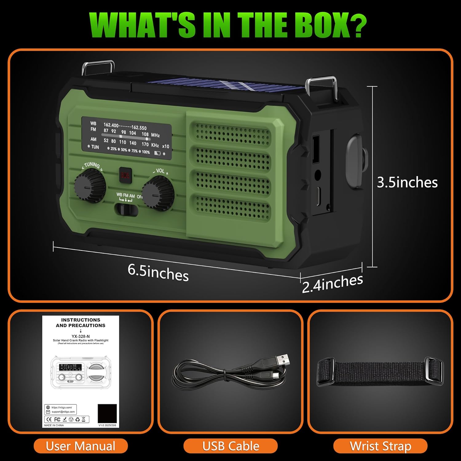 Emergency Radio Hand Crank Solar, 10000mAh/37000mWh Emergency Weather Radio, Hand Crank Solar Radios with NOAA/AM/FM, Cell Phone Charger, Headphone Jack, Flashlight for Indoor Outdoor 8 71TKewEX6JL. AC SL1500