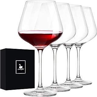 Sponsored Ad - Swanfort Red Wine Glasses Set of 4 , Extra Large Wine Glasses With Stem 23 Ounce, Long Stem Burgundy Wine G...