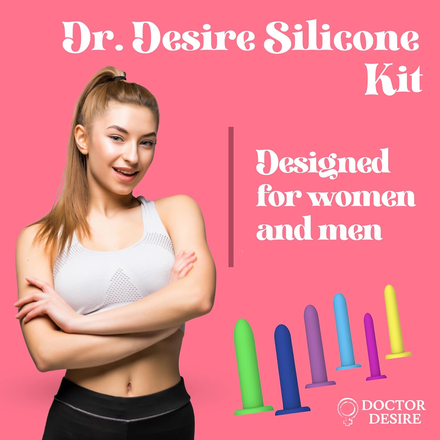 Doctor Desire Silicone Kit | 6 Sizes | Adult Massage Trainer Tool Set for Women & Men | Strong Suction Cup Base for Prostate Expansion & Hands-Free Use | Fun & Naughty Toy Game | Includes Travel Bag