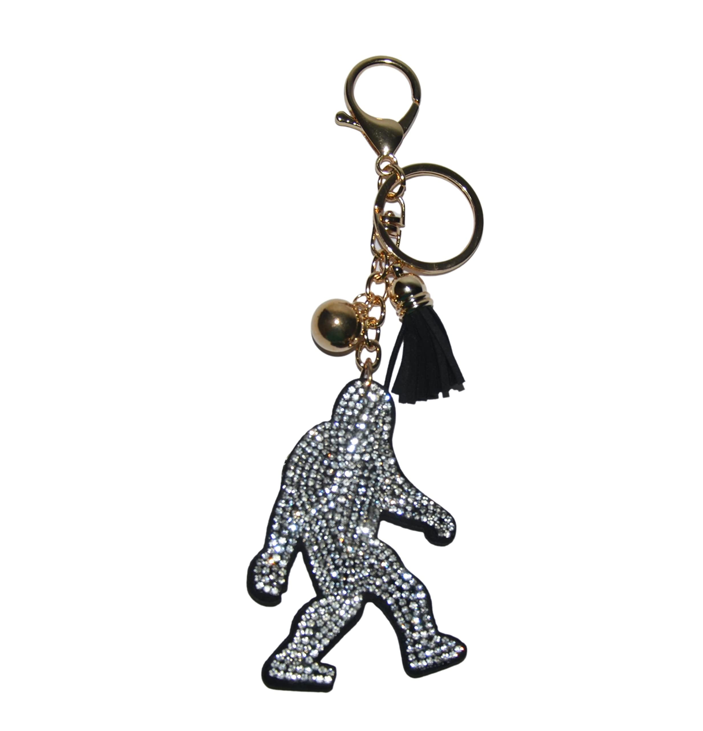 Popfizzy Rhinestone Bigfoot Keychain for Women, Bling Sasquatch Purse Charm for Handbags, Backpack Key Fob, Sparkle Bag Charm, Multi-color