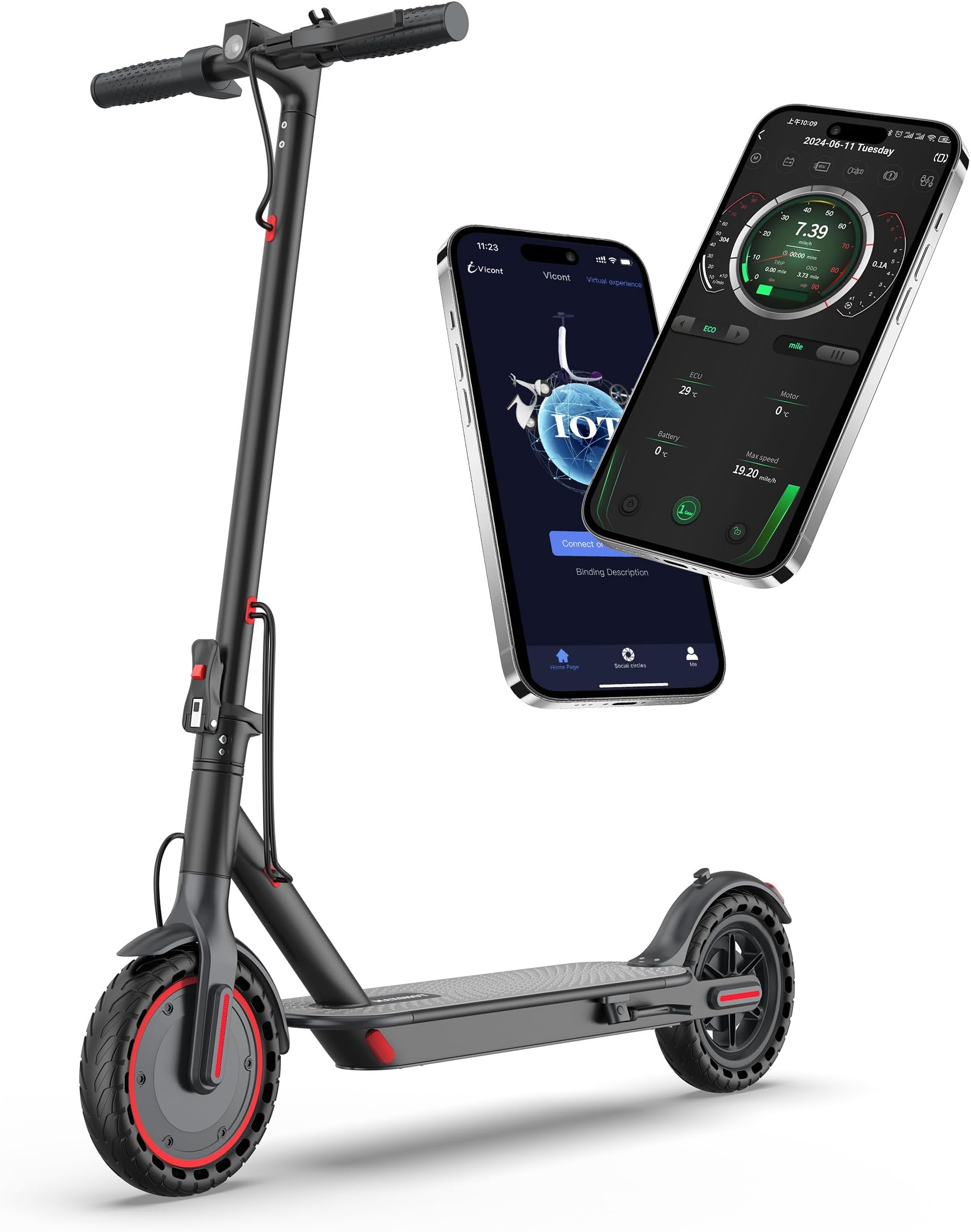 Electric Scooter for Adults, 8.5/10/14" Tires, 19/22Mph, 350W/500W Motor, 21-28 Miles Range, Folding E-Scooter with Dual Suspension,APP Control