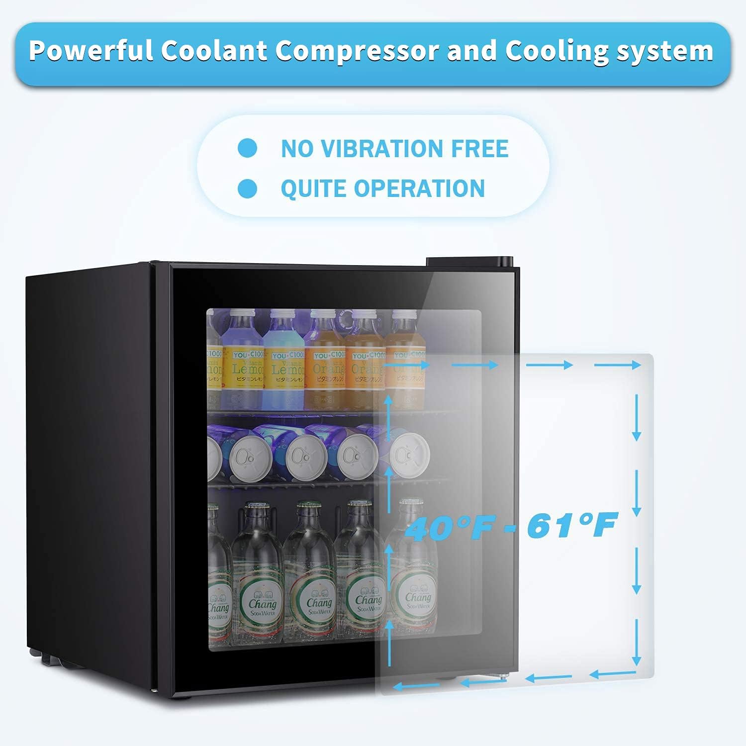 Up To 40% OFF Antarctic Star Mini Fridge Cooler - 70 Can Beverage Refrigerator Glass Door Small Drink Soda Beer Wine Cooler Dispenser Machine Black Glass Removable for Home, Office or Bar, 1.6cu.ft.