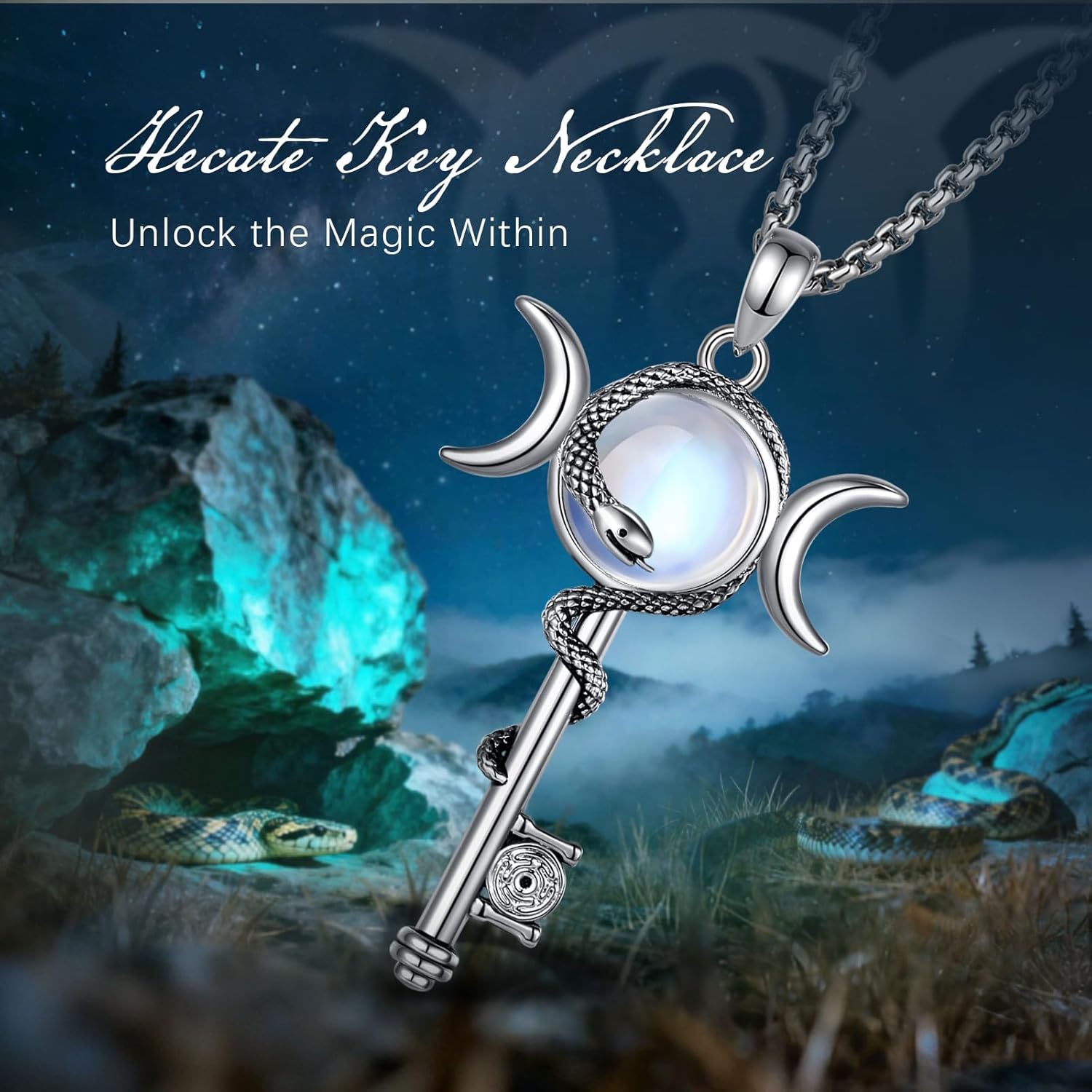 INFUSEU Mystical Hecate Triple Moon Goddess Necklaces, Divine Feminine Protection Gifts - Image 6