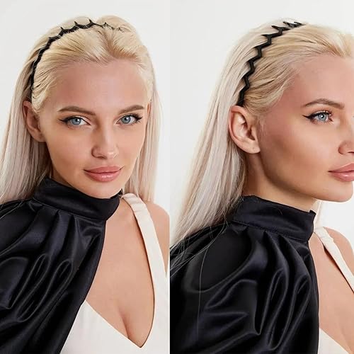 Miniatura 6 de 6 diademas en zig zag de plástico ondulado para el cabello, peine con aro de dientes, accesorios para mujeres, hombres y niñas, versátil negro
