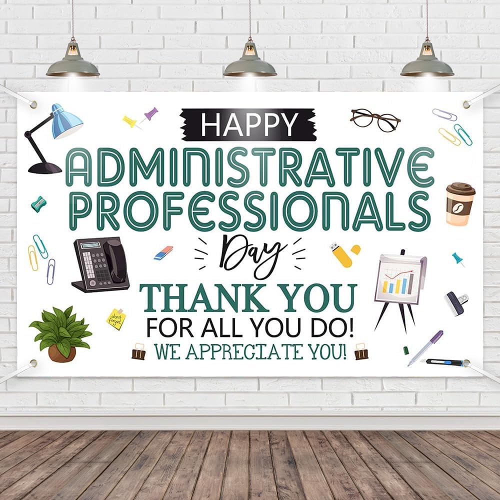 Amazon.com: Happy Admin Professionals Day Banner No DIY Glitter Happy ...