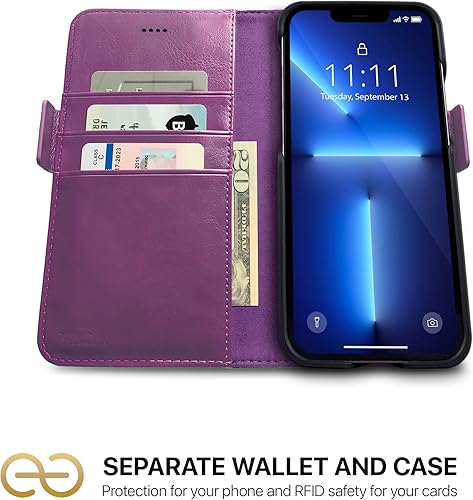 Miniatura 2 de Dreem Fibonacci - Funda tipo cartera para iPhone 13 Pro Max  Funda desmontable de piel vegana 2 en 1 con soporte integrado, soporte para tarjetas de