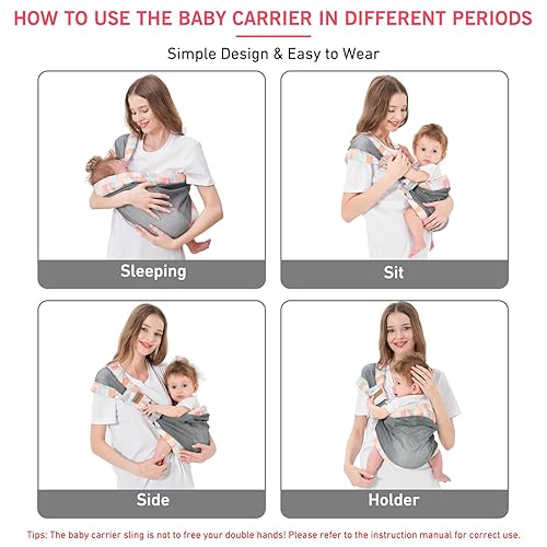 Miniatura 6 de Portabebés ajustable de un hombro para bebés, portabebés de malla transpirable ligera y transpirable, portabebés portátil para recién nacidos a