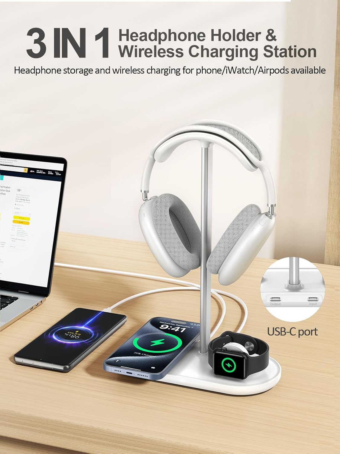 Headphone Stand with Wireless Charger