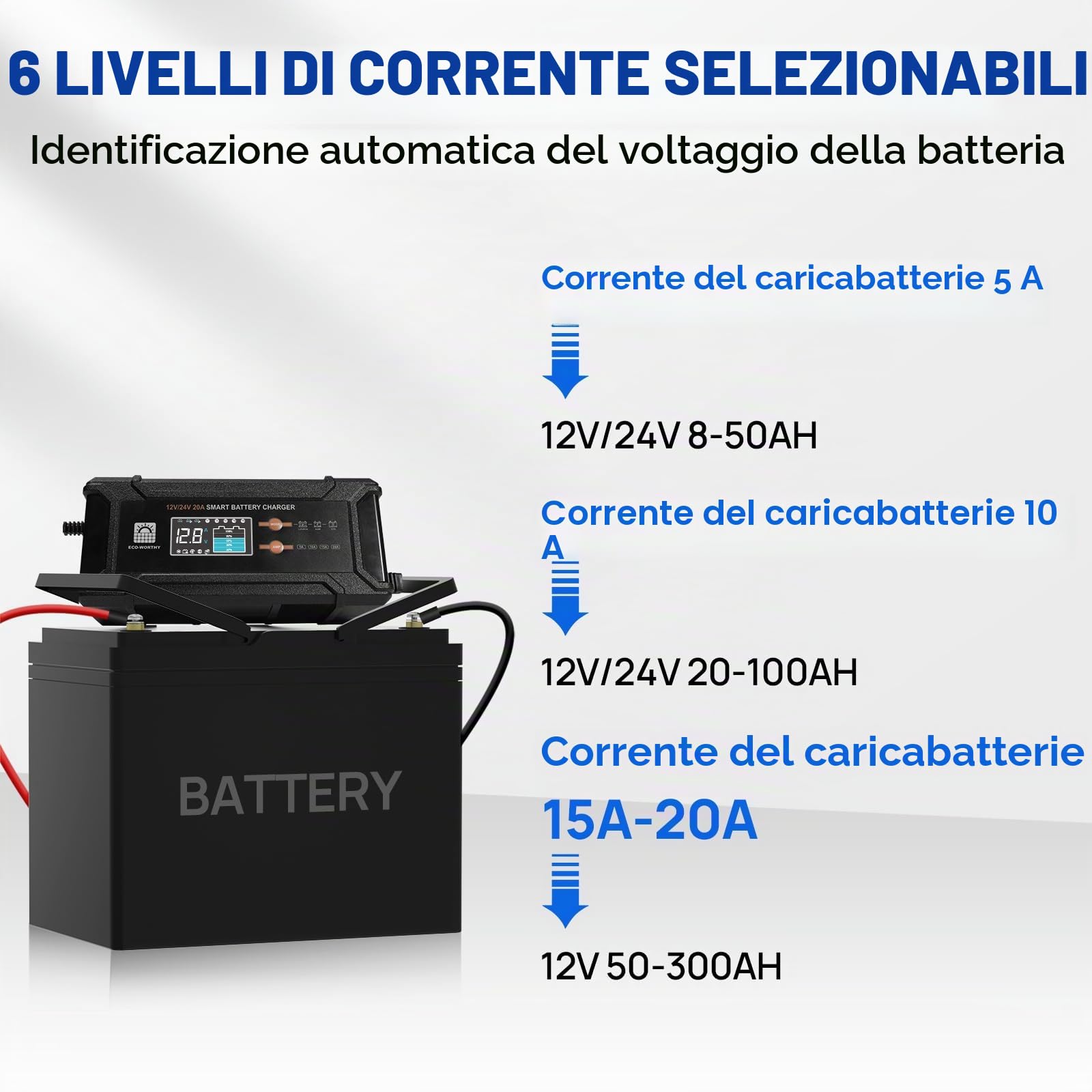 ECO-WORTHY LiFePO4 Bluetooth 12V 314Ah EnergyTrek con caricabatterie 12/24V 20A Batteria al litio con 200A BMS protezione bassa temperatura e max 15000 cicli, 4019Wh LiFePO4 12V per camper, pannello