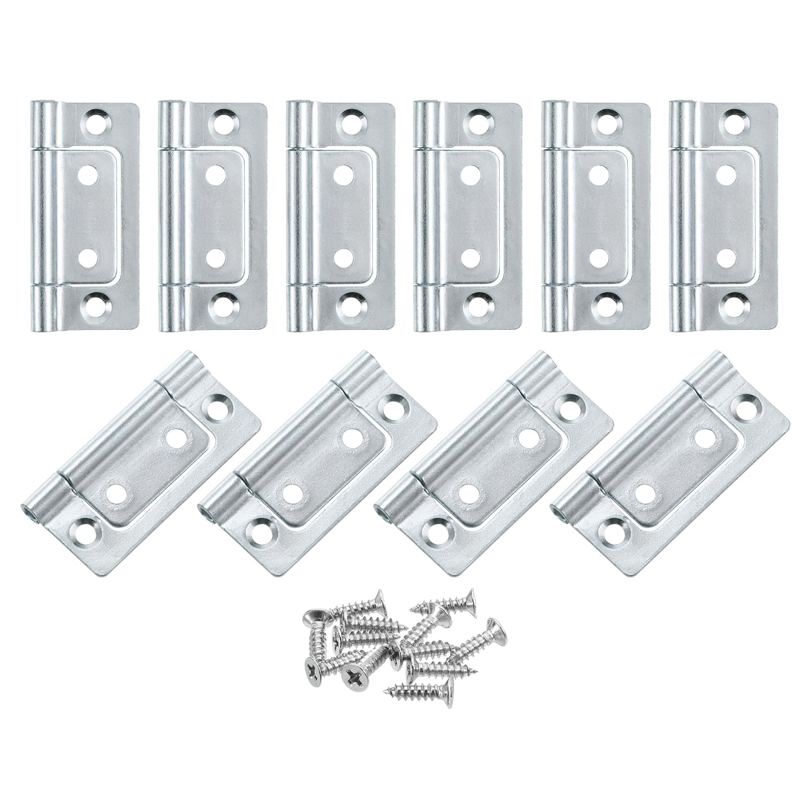 Charnière de porte sans mortaise 5,1x2,5cm en zinc blanc pour meuble et fenêtre (Lot de 24)