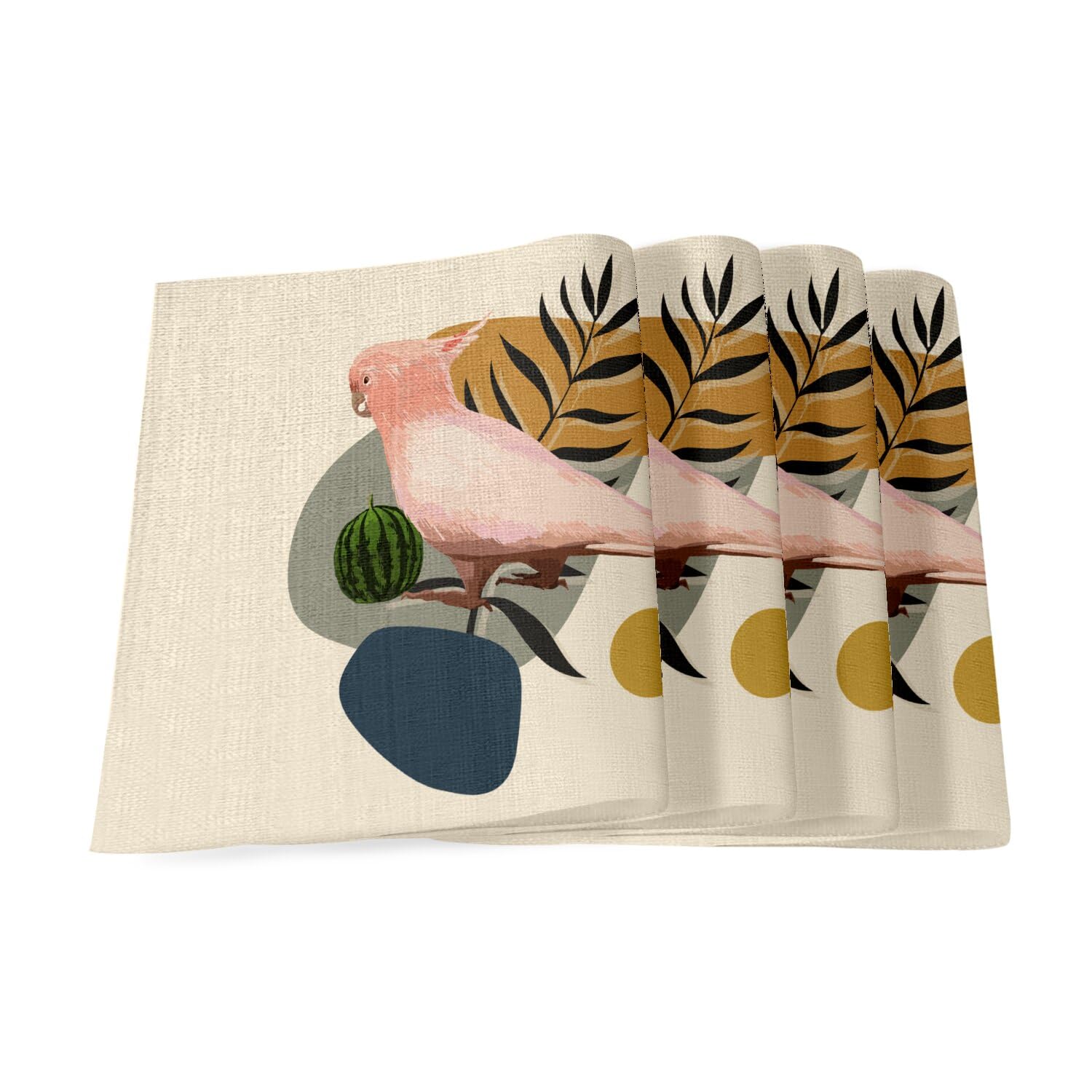 Sets de table en lin cacatoès grand format 40x28.5 cm pour table à manger