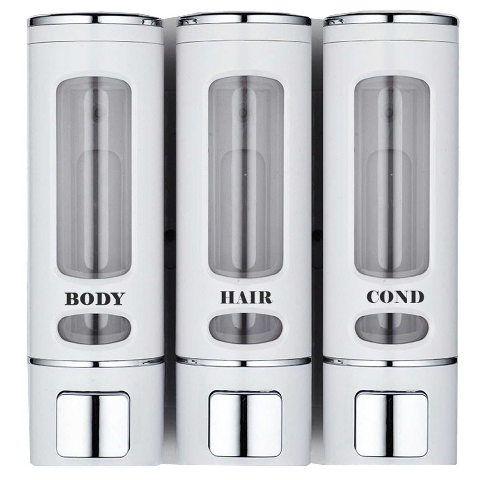 Dispenser di sapone da doccia 3 in 1, dispenser per shampoo e balsamo, moderno set di bottiglie da doccia per shampoo, balsamo, bagnoschiuma (bianco)