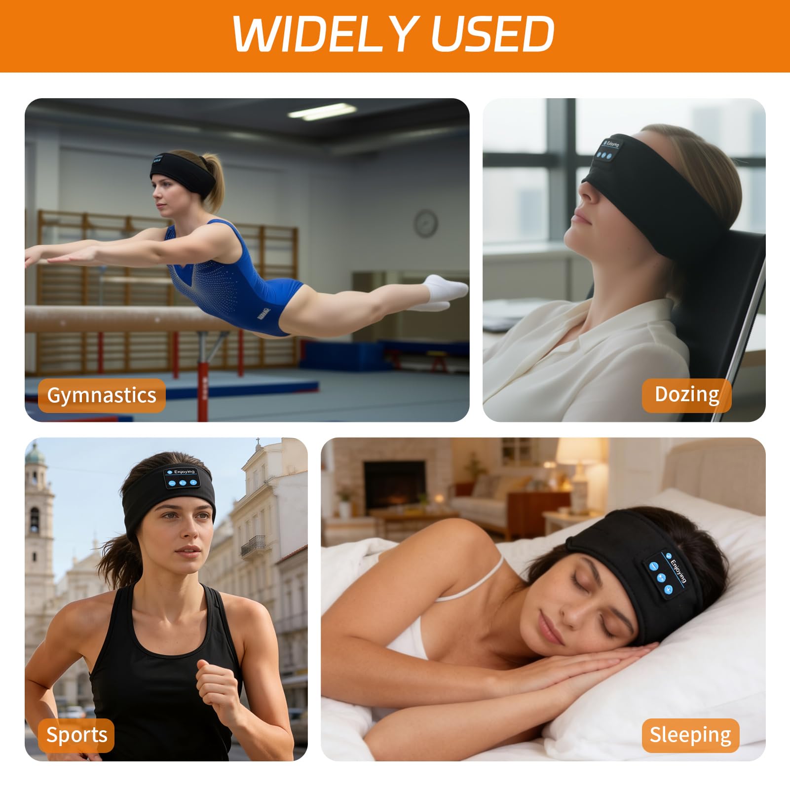 Schlafkopfhörer Bluetooth Stirnband Kabellose Schlaf Kopfhörer Schlafmaske für Seitenschläfer HD Stereo Lautsprecher Weich & Waschbar 10+h Laufzeit Geräuschdämpfung für Schlaf Yoga Sport für Männer/Fr
