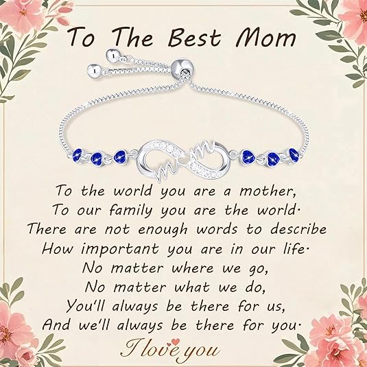 Gifts for Mom Silver Bracelets for Mothers day Birthday Thanksgiving Christmas Gifts from Son Daughters