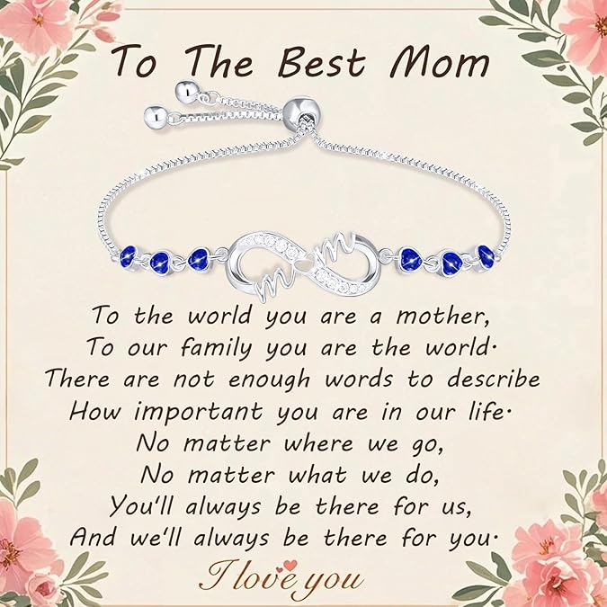 Gifts for Mom Silver Bracelets for Mothers day Birthday Thanksgiving Christmas Gifts from Son Daughters