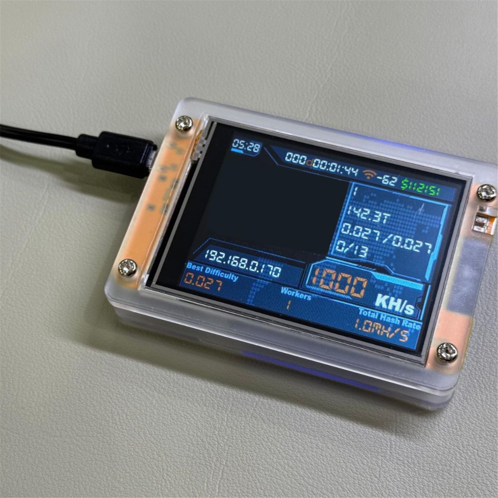 2.8 "Display LCD 1000kh/s Lotteria Minatore Minatore Minatore Macchina per Home Office Accessori Lotteria Minatore