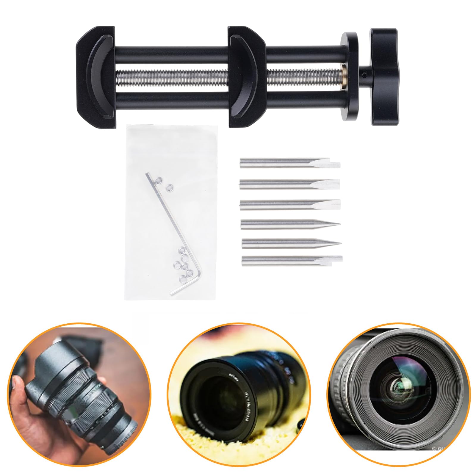 Kit completo per la riparazione del filtro dell'obiettivo, morsa per la manutenzione della fotocamera, adatto per dispositivi di studio fotografico di diverse dimensioni