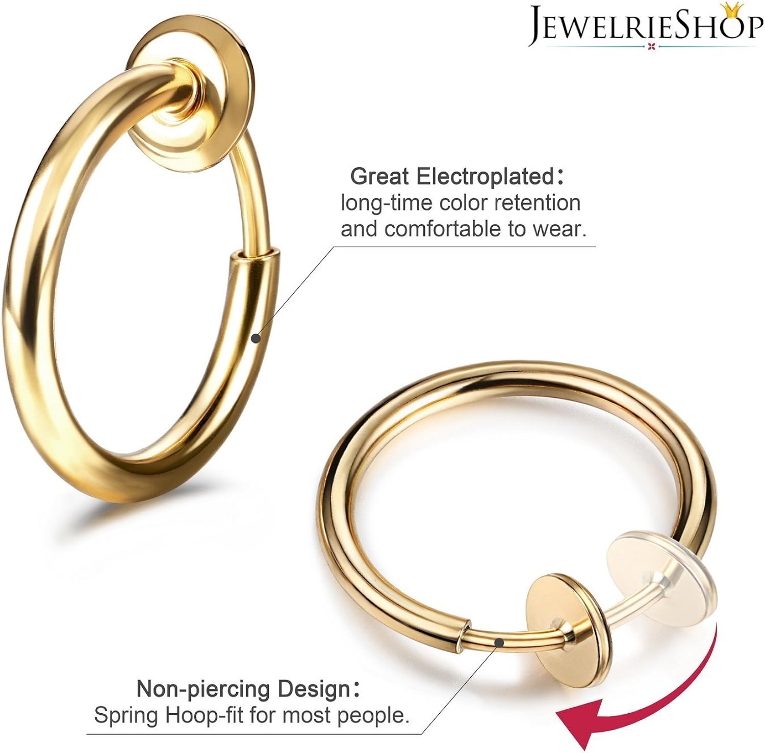 Miniatura 2 de JewelrieShop Retractable Earrings Fake Hoop Fake Nose Ring Non Pierced Earrings Fake Cartilage Piercing Clip On Nose Ring Septum Ring for Women (1