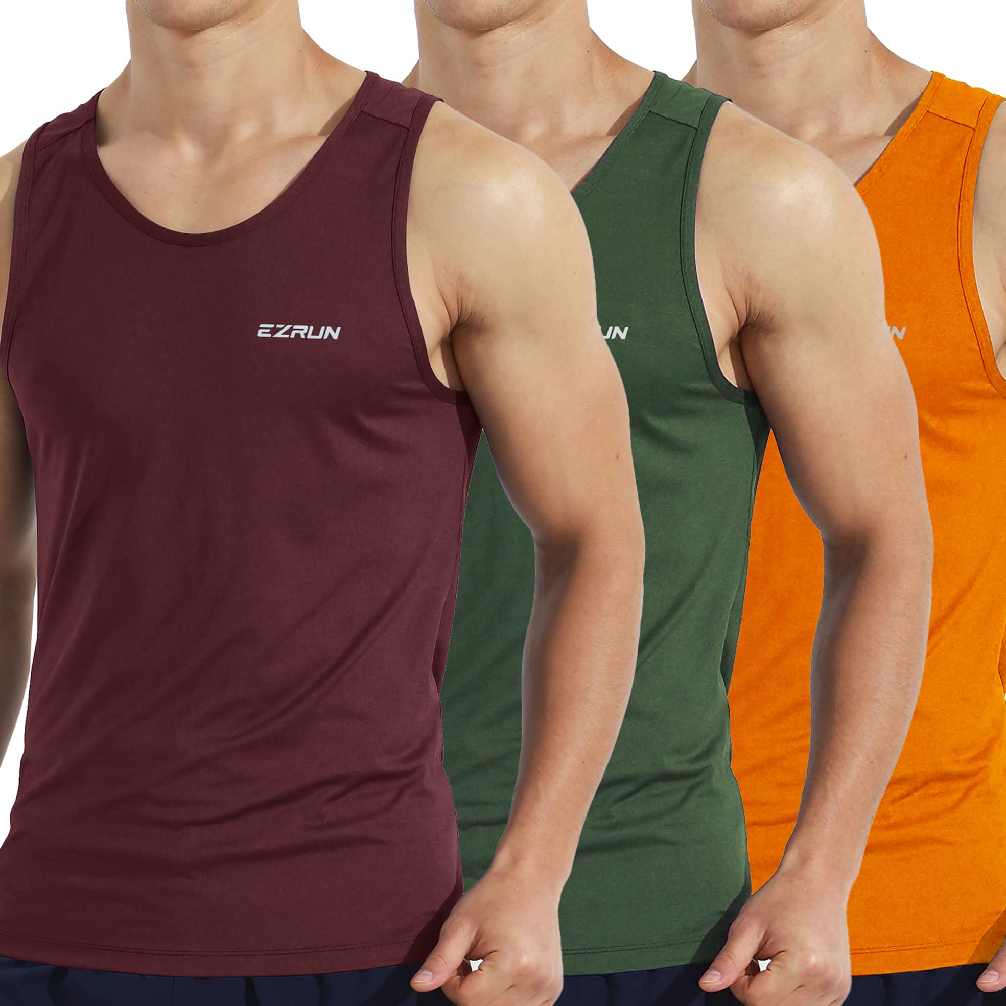 EZRUN Men's Quick Dry Tank Top UPF 50+ Summer Beach Swim Shirts for Gym Workout Athletic Muscle Sleeveless Shirts