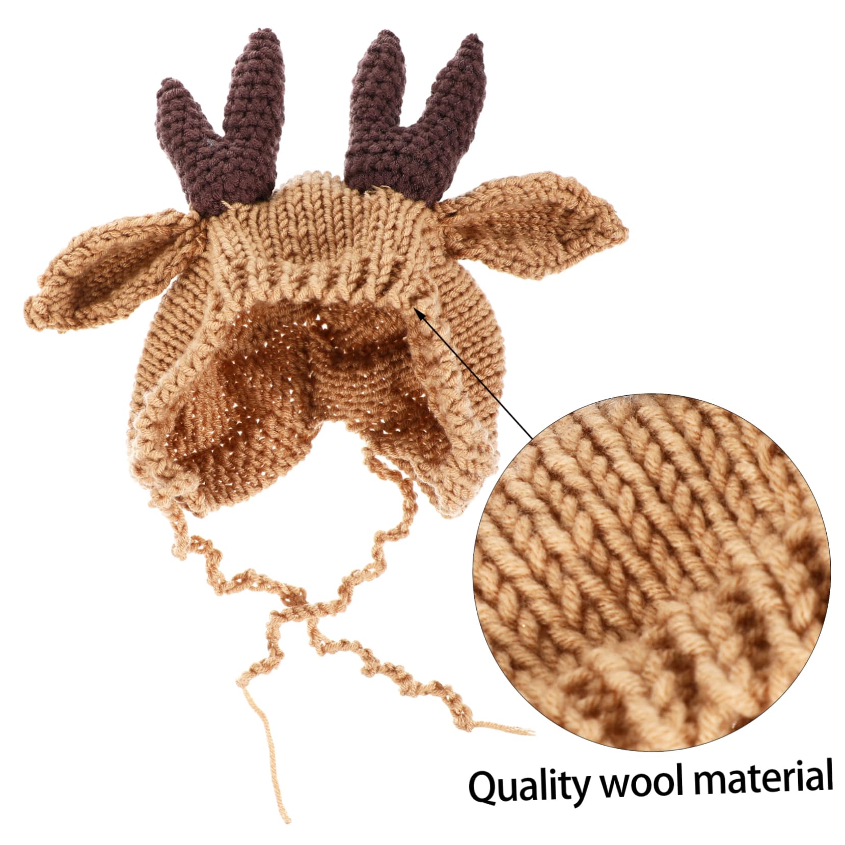 Holibanna 1Set Antler Wool Hat Adorable Knit Cap for Boys and Comfortable and Breathable for Winter Photo Props for Months Brown