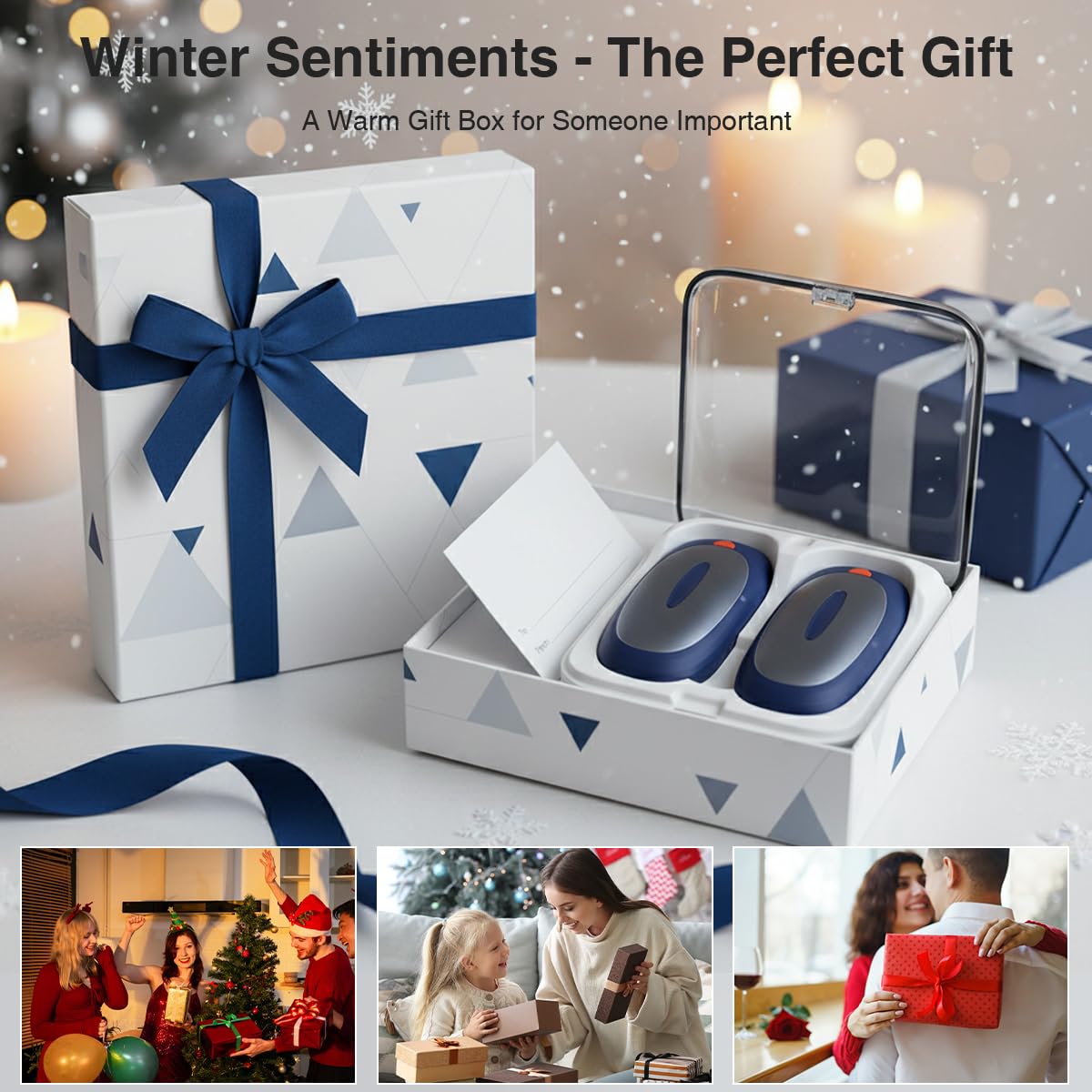 Scaldamani elettrici, ricaricabili, set da 2 pezzi da 2000 mAh, 3 livelli, compatto per guanti, scaldamani portatili per Natale, outdoor, campeggio, ideale come regalo caldo per uomini e donne
