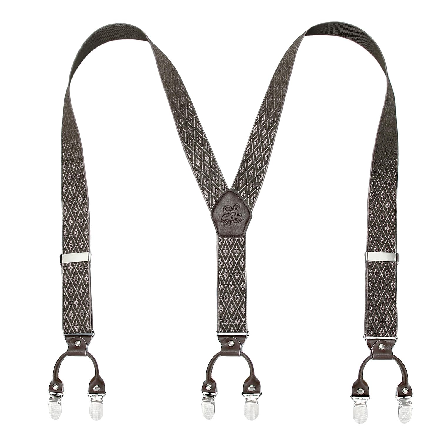 KANGDAI Rindsleder Hosenträger für Herren Breit Y Style 3.5 CM Mit Sehr 6 Starke Metall Clip Durable Elastic Verstellbare Hosenträger Geschenkbox für Herren und Damen