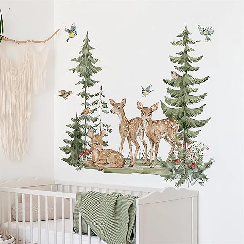 Miniatura 2 de Calcomanías de pared de ciervos del bosque, calcomanías de pared de animales de la selva de sacinora removibles para niños, guardería, sala de