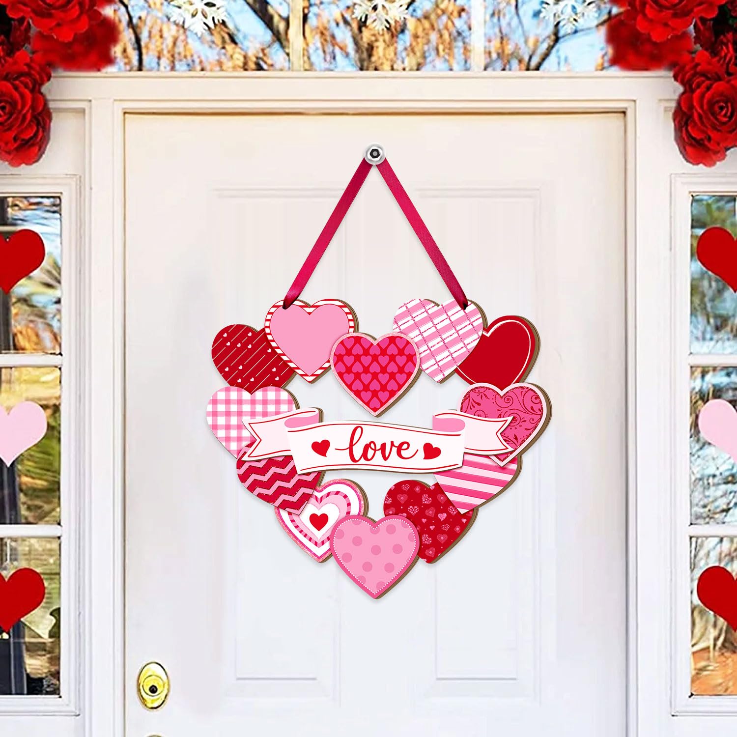 Amazon.com: Valentine's Day Heart Wood Sign, Pink Heart Pattern