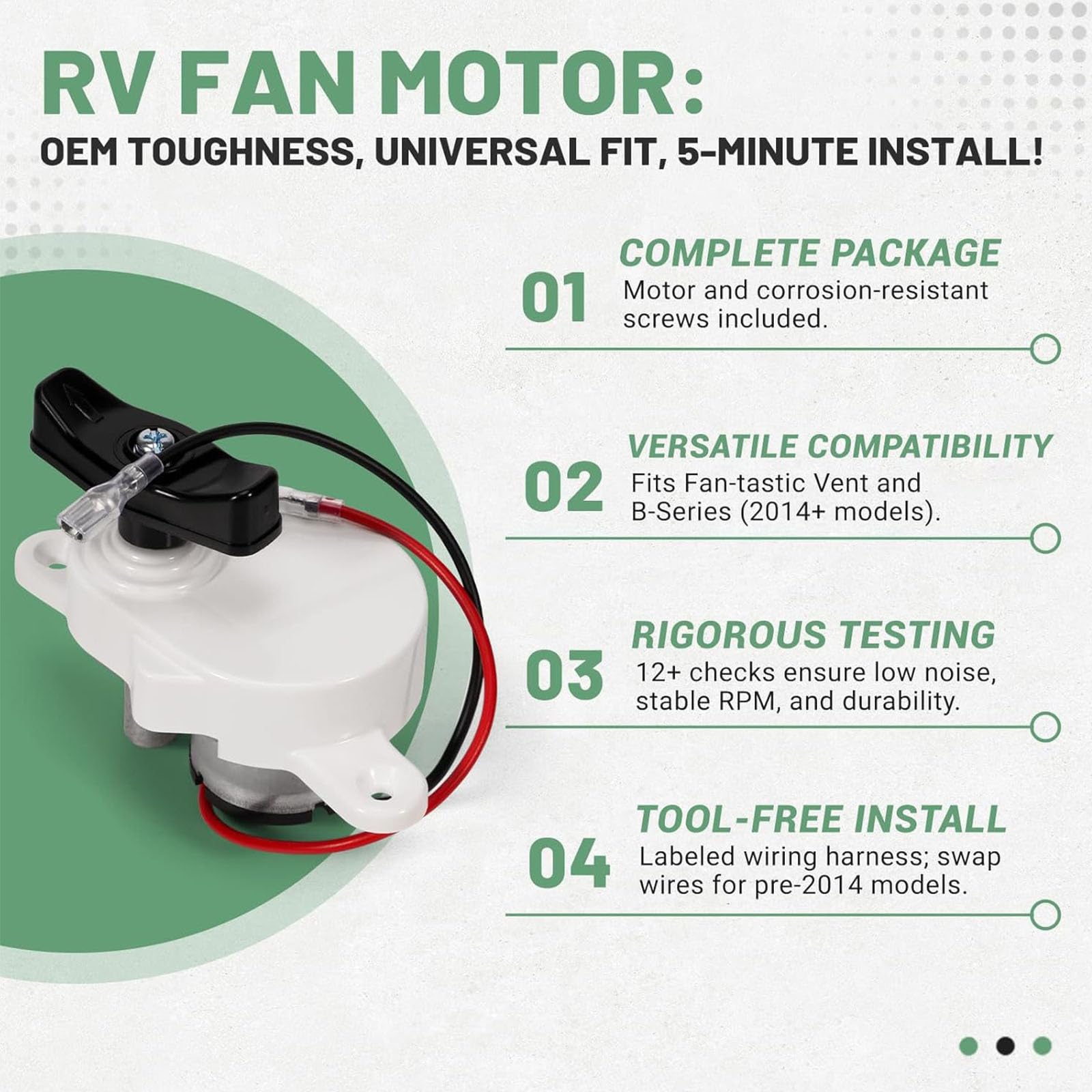 K6010 81 - Motor de elevación de ventilador de ventilación de 17 velocidades con carcasa resistente a los rayos UV y tornillos de acero inoxidable, tornillos de motor de acero inoxidable