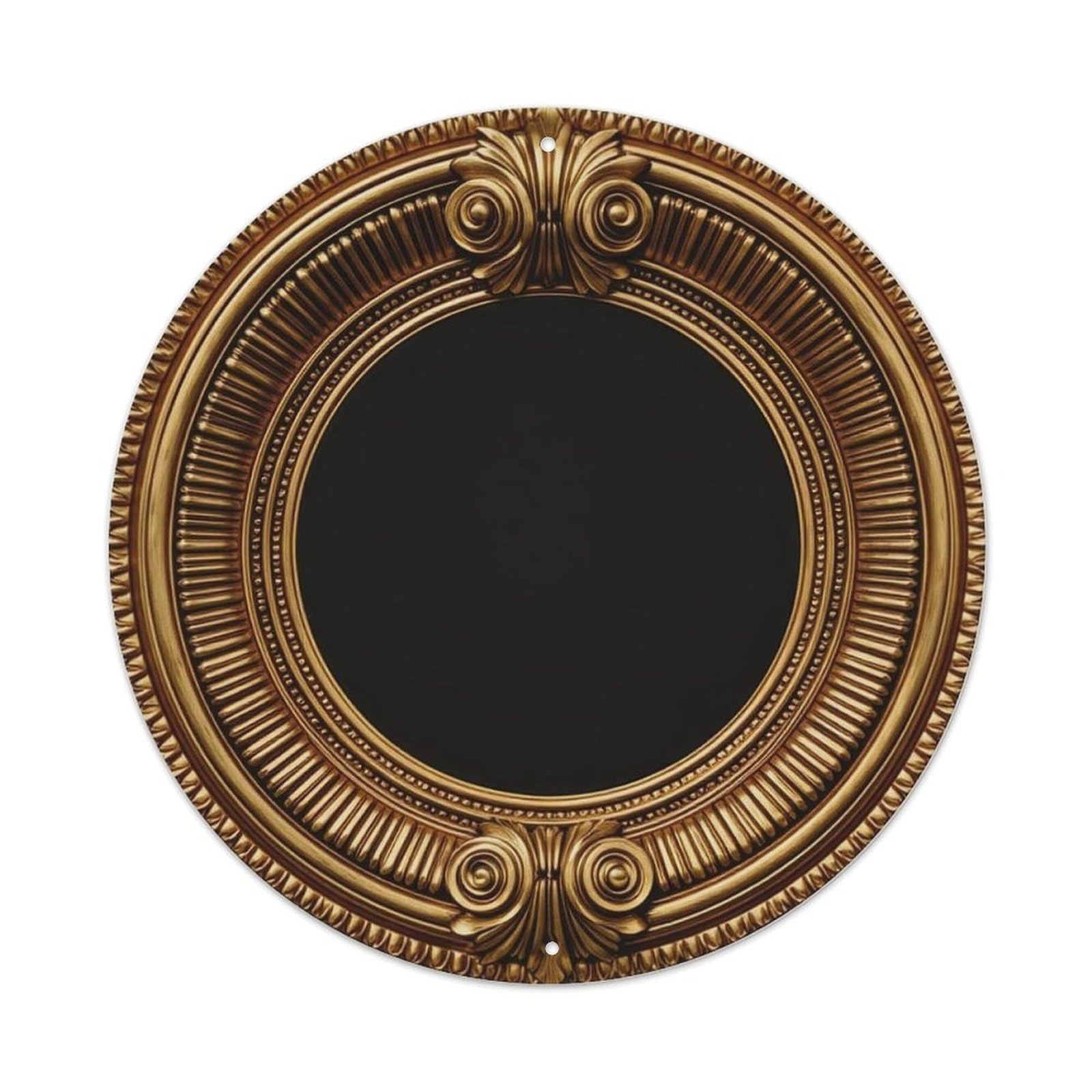 Ornate Gold Circular Metal Tin Sign
