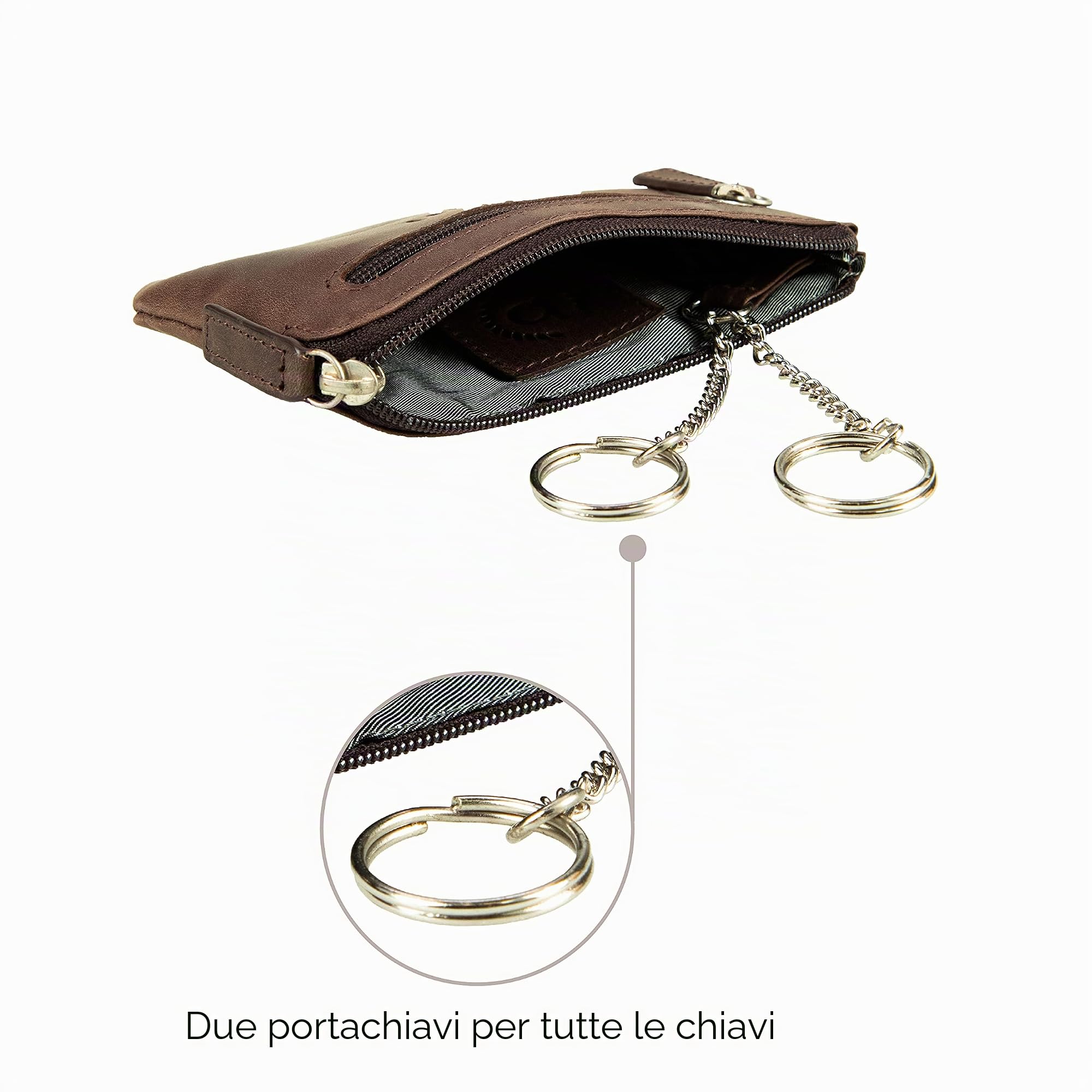 bugatti Volo portachiavi in pelle con scomparto monete e anelli – confezione regalo elegante