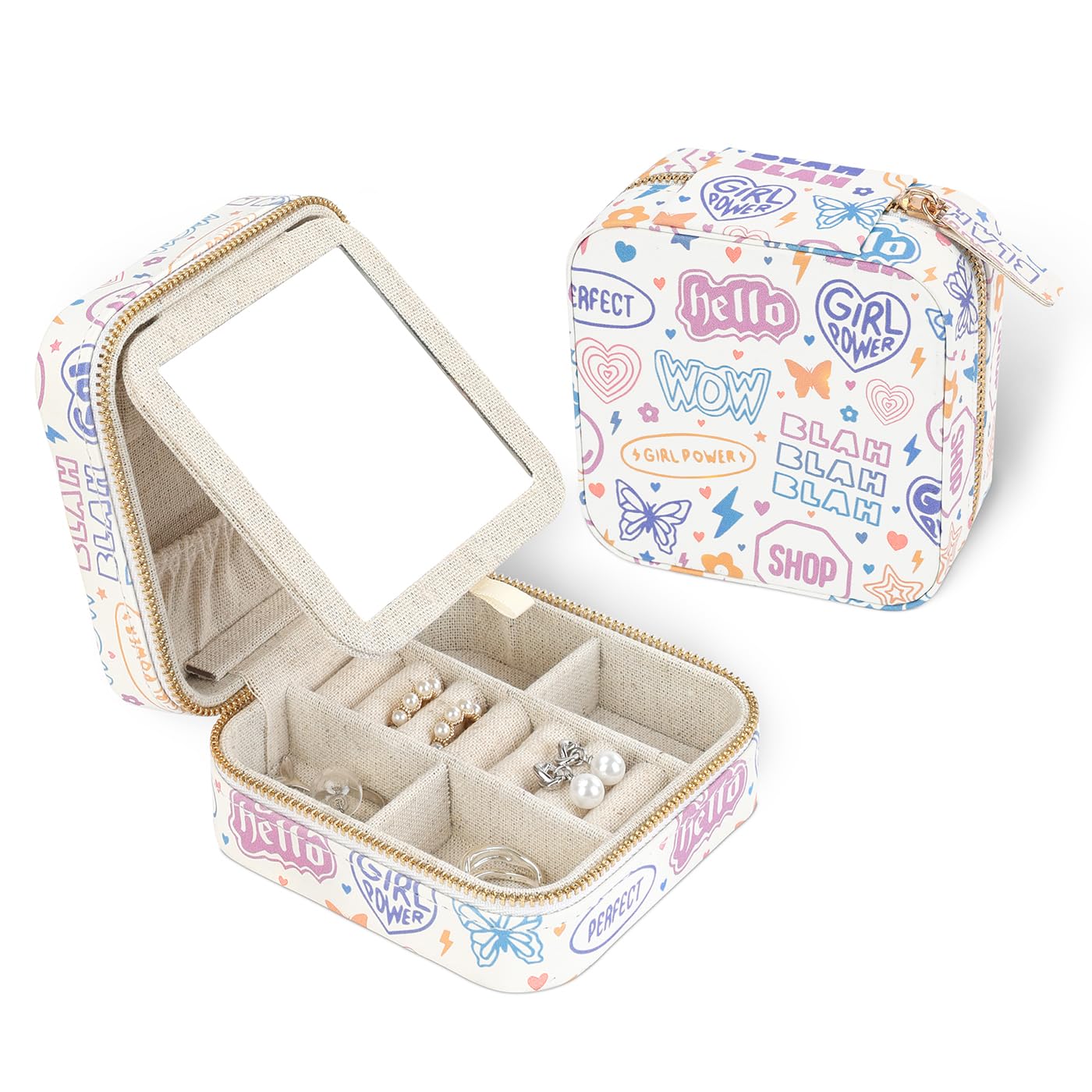 Boîte à bijoux fille HDE en cadeau d'anniversaire avec autocollants ludiques