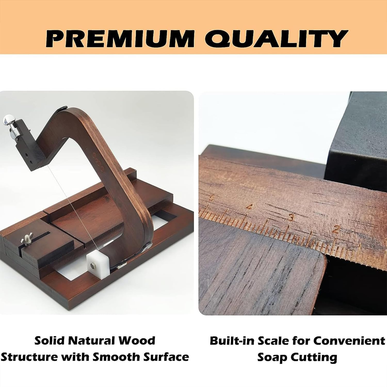 Cortador de jabón de Madera Ajustable con Alambre de Acero - Ideal para Hacer jabón casero, Manualidades y Cortar Queso.