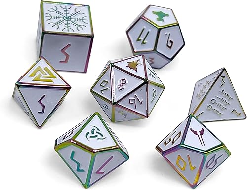 Miniatura 6 de Juego de 7 Brujas Fire Norse Series Full Metal Polyhedral Dice por Norse Foundry  RPG Math Games DND Pathfinder