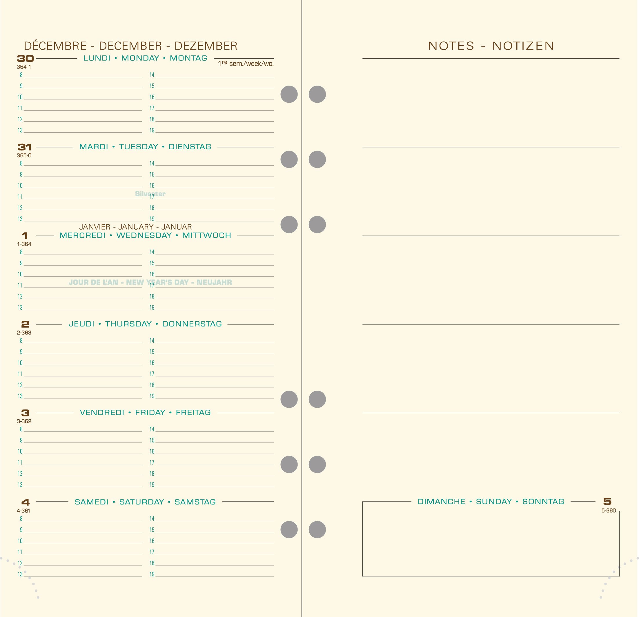 Recharge Agenda 2026 EXACOMPTA Exatime 21 - 210x142mm - 1 Semaine Sur 2 Pages - VERTICAL