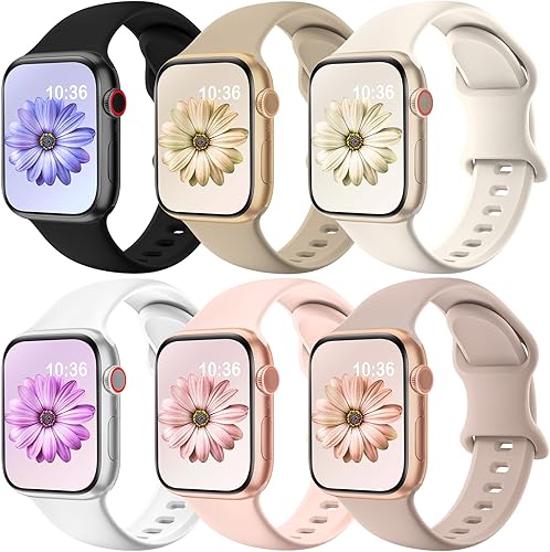 Paquete de 6 correas deportivas compatibles con Apple Watch de 1.575 pulgadas, 1.496 pulgadas, 1.614 pulgadas, 1.654 pulgadas, 1.732 pulgadas, 1.772
