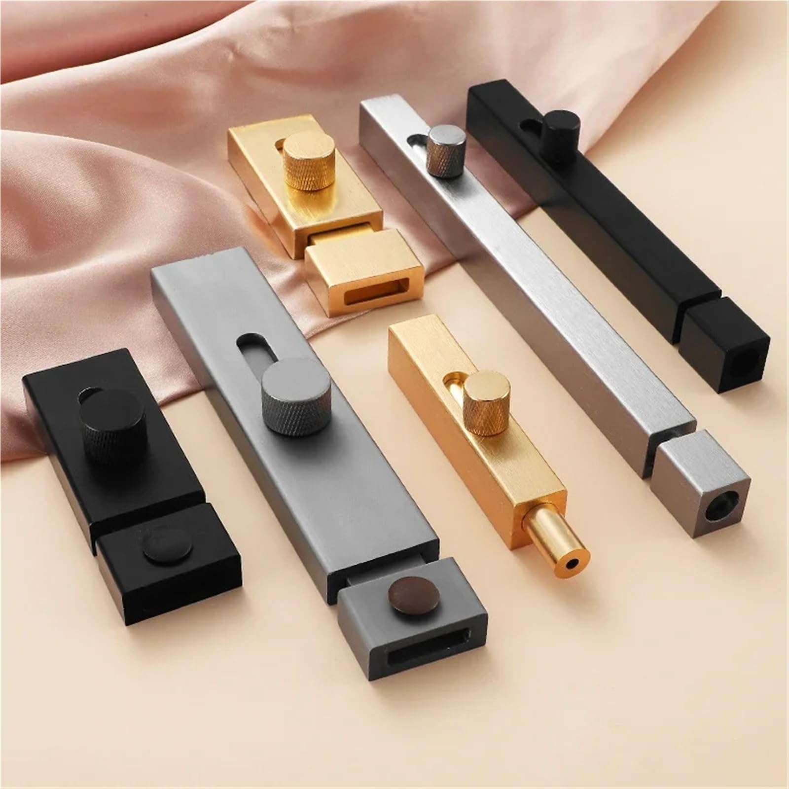 Chiavistello Porta Serratura della porta Chiusura a scatto Bullone senza punzonatura Bulloni scorrevoli di sicurezza antifurto Porta del bagno in lega alluminio Fermo for cancello(Black 200mm)