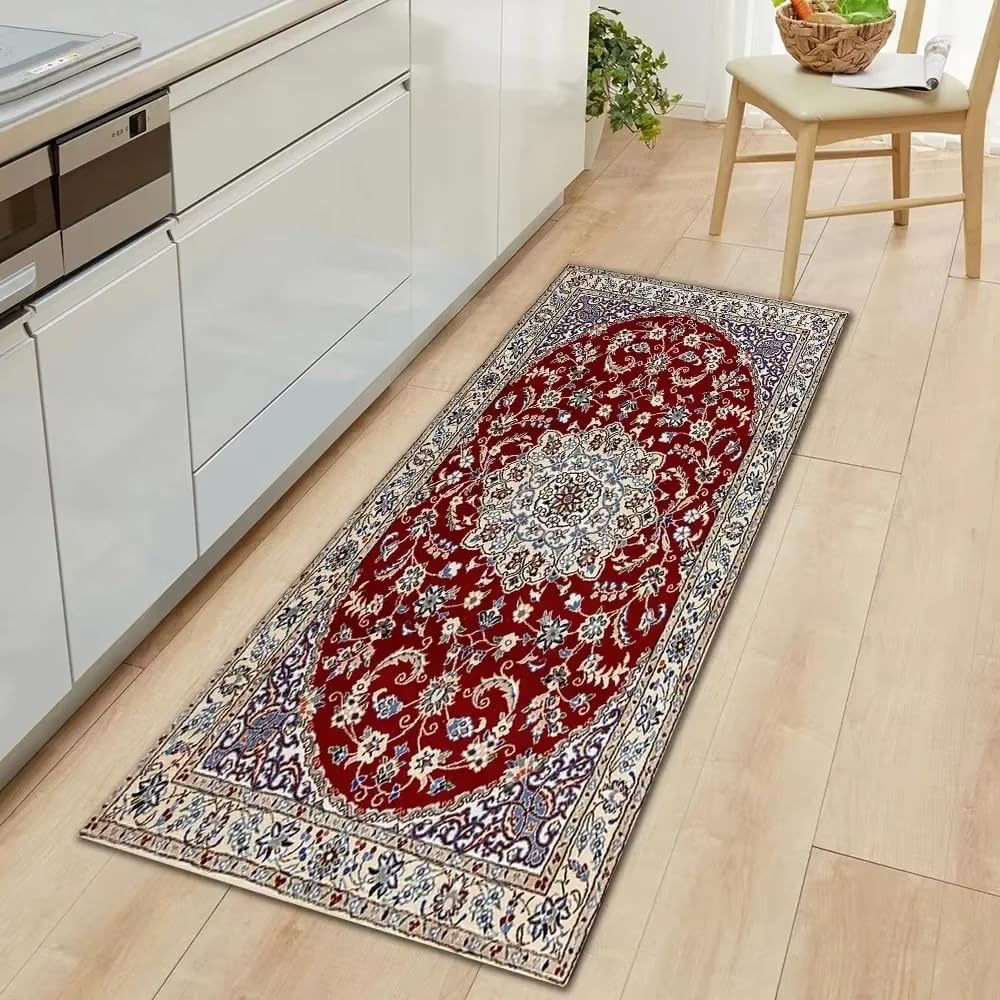 Alfombra vintage pasillo cocina dormitorio lavable antideslizante 60 x 140 cm para entrada