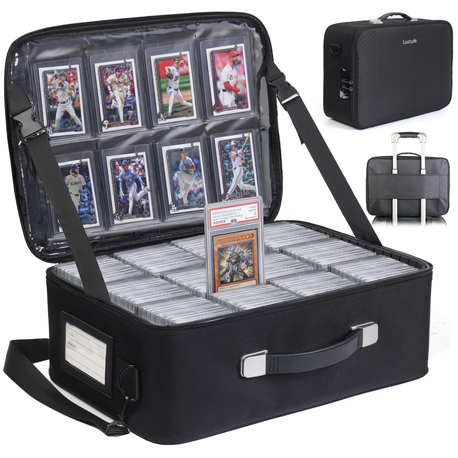 Luxtude Graded Card Storage Box with Adjustable Dividers, Trading Card Storage Box/Combination Lock, Baseball Sports Cards Case 531